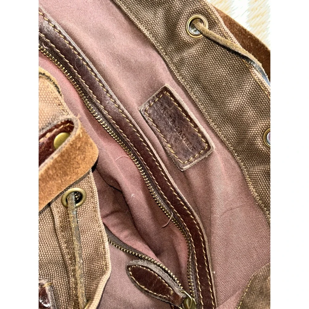 RARE 90's Polo Ralph Lauren military-style canvas leather rucksack commuter bag